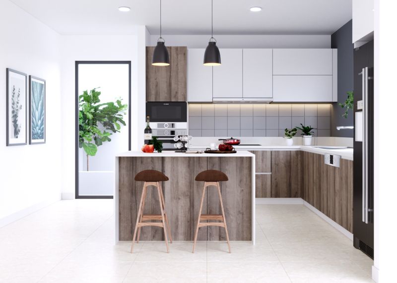 Thiết kế nội thất phòng bếp hiện đại, gọn gàng và ngăn nắp