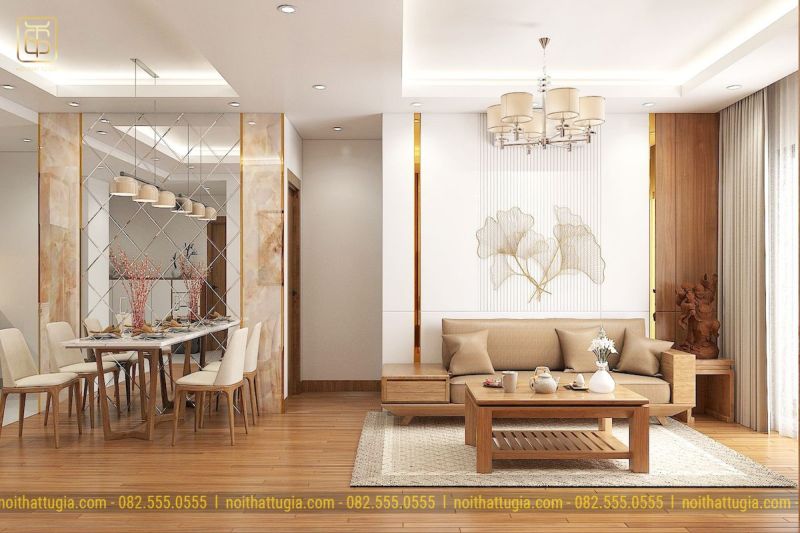 Thiết kế nội thất sử dụng tone màu gỗ tự nhiên và các họa tiết thanh mãnh, gần gũi và vô cùng tinh tế