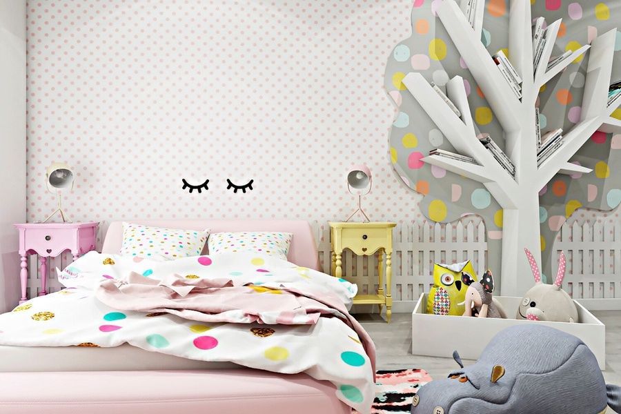 Thiết kế phòng ngủ bé gái xinh xắn với màu sắc tươi sáng, nổi bật