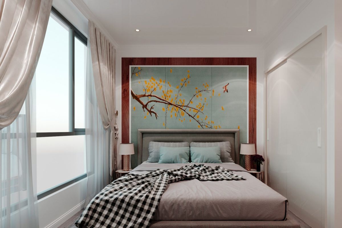Thiết kế phòng ngủ tân cổ điển đơn giản cạnh cửa sổ gần gũi với thiên nhiên
