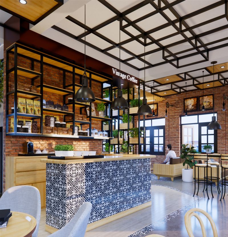 Thiết kế quán cafe sang trọng, hiện đại và gần gũi với tone màu trầm