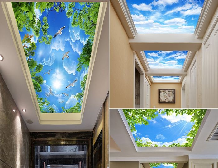 Các bức trần trong nhà được kết hợp hoàn hảo thống nhất giữa các bức tranh tạo nên một không gian thoải mái, bay bổng