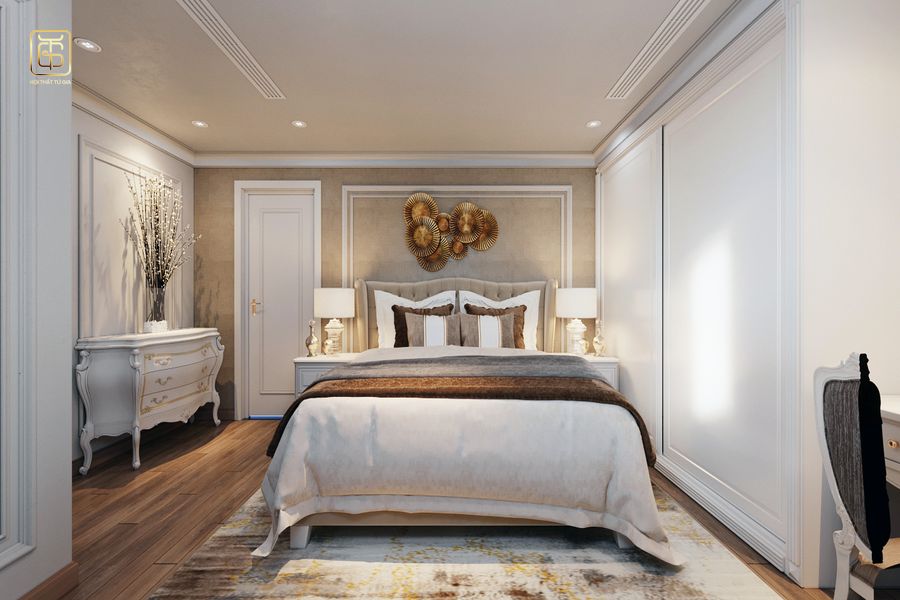 Phòng ngủ thiết kế theo phong cách tân cổ điển nhẹ nhàng