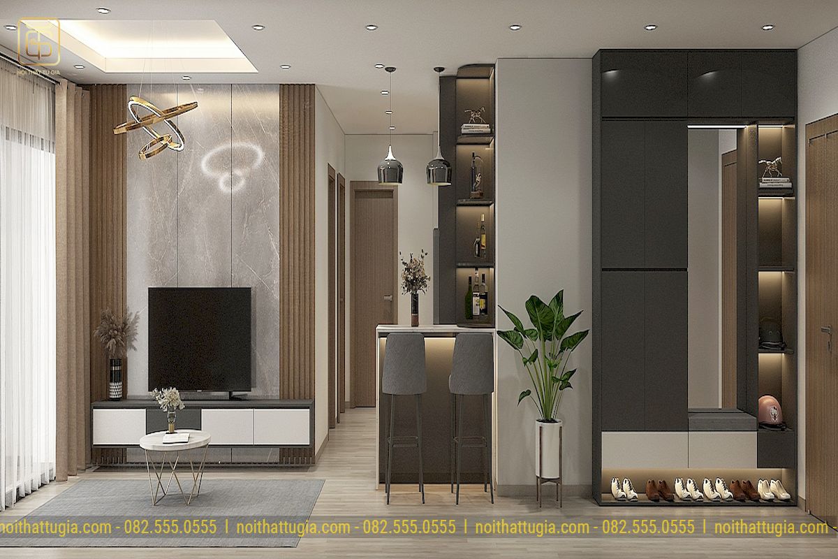 Mẫu thiết kế nội thất chung cư 90m2 hiện đại, thoải mái và đầy đủ tiện nghi