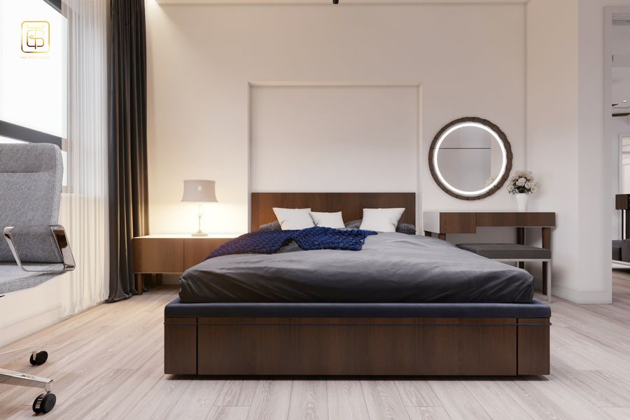 Mẫu phòng ngủ đẹp đơn giản được thiết kế hiện địa tối giản