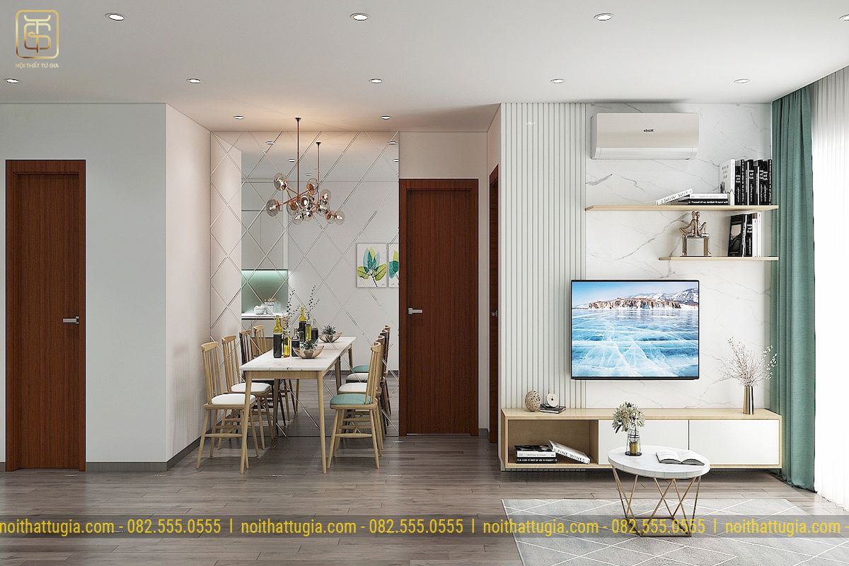 Mẫu thiết kế nội thất chung cư 75m2 được thiết kế đơn giản theo phong cách hiện đại.