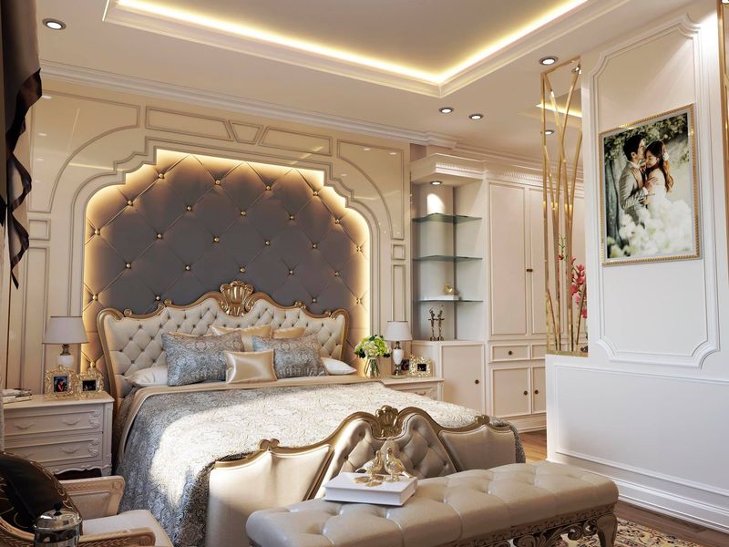Phòng ngủ đẹp cho nam phong cách tân cổ điển với tông màu sáng trọng tinh tế