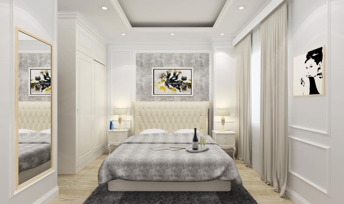 Phòng ngủ master tiện nghi đơn giản với đường nét nhẹ nhàng tinh tế
