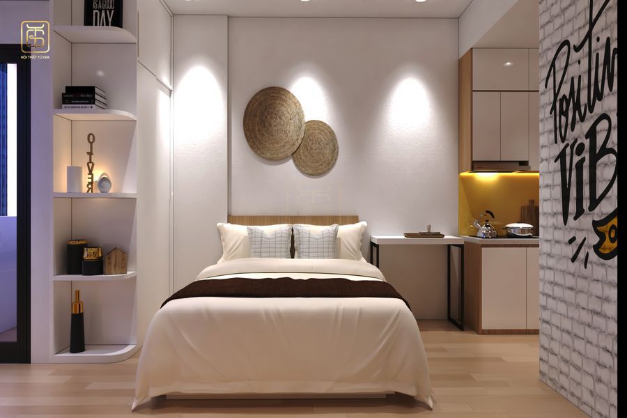 Ánh sáng lựa chọn phù hợp tạo điểm nhấn cho không gian phòng ngủ vợ chồng sang trọng tinh tế