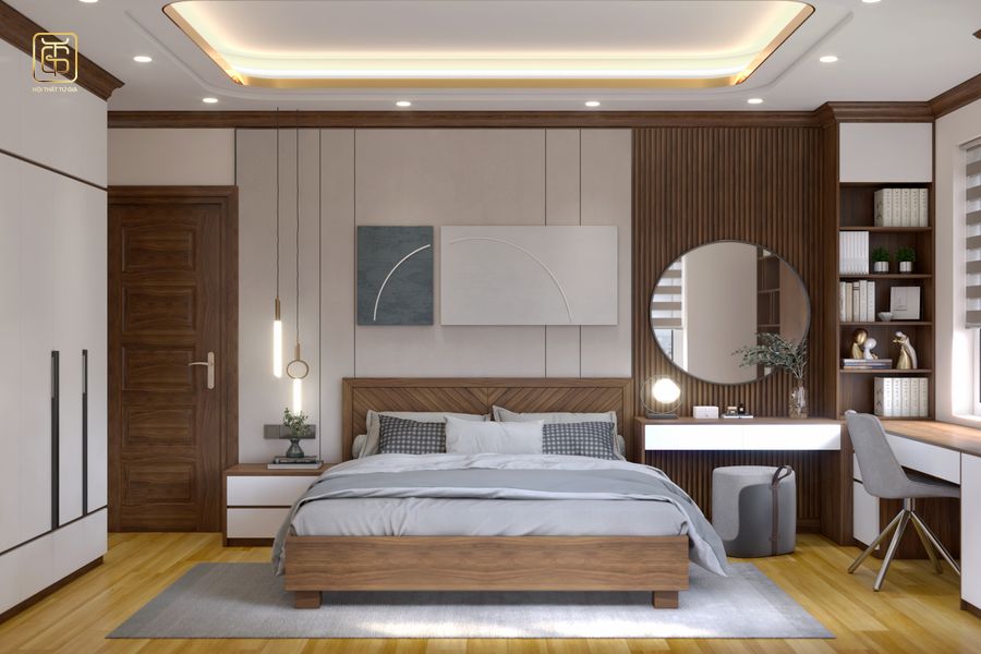 Thiết kế nội thất phòng ngủ Master đẹp phong cách hiện đại - Anh Thế