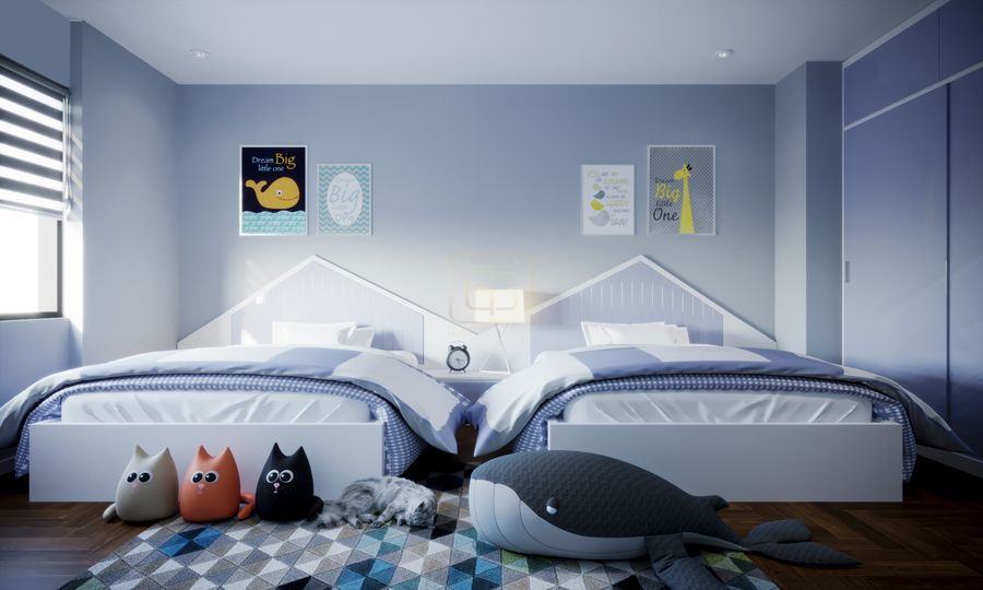 Trang trí phòng ngủ bình dân ấn tượng cho 2 bé