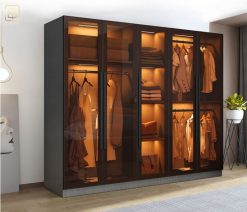 Tủ quần áo kính gỗ công nghiệp TA06